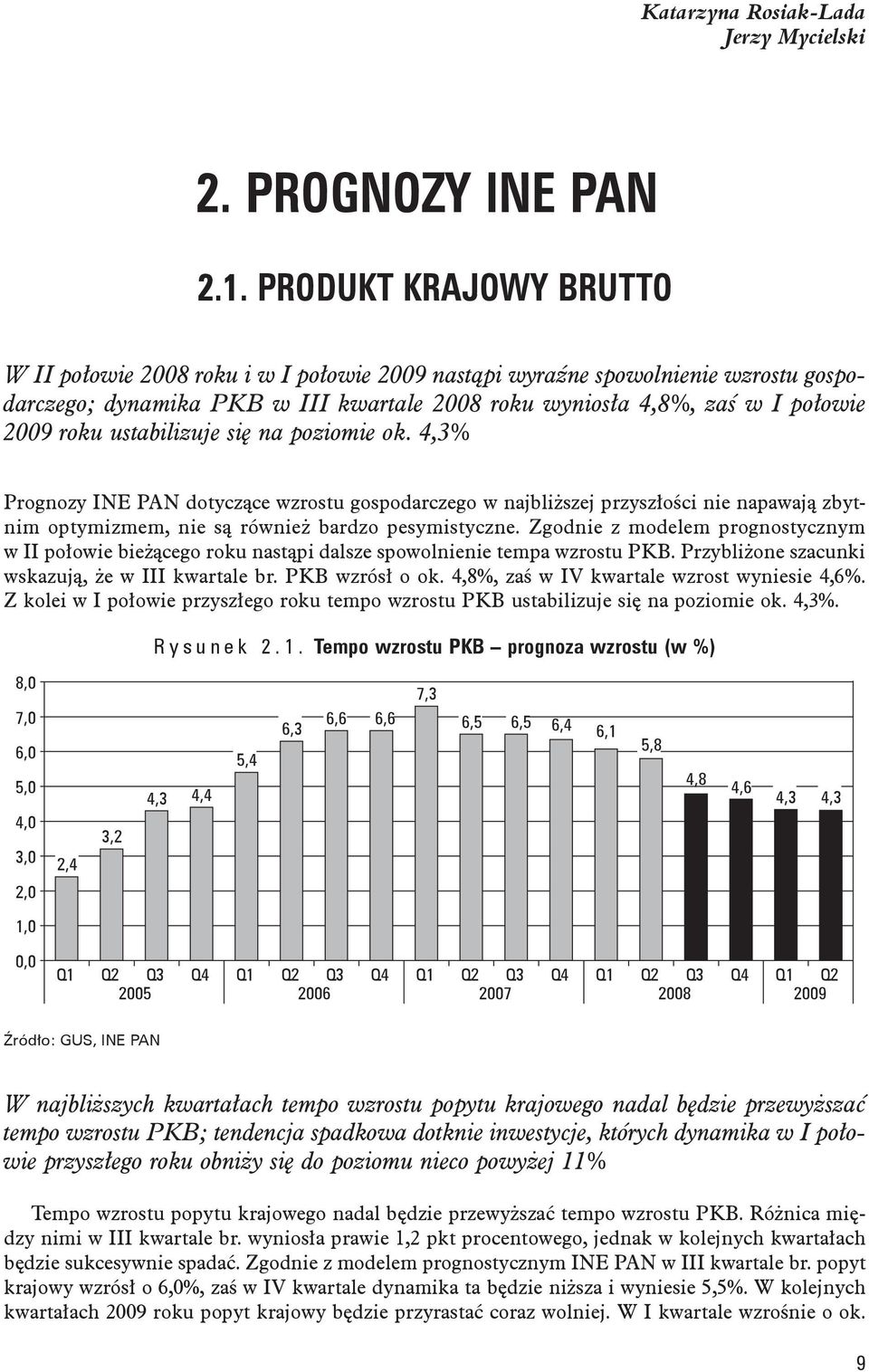 ustabilizuje się na poziomie ok. 4,3% Prognozy INE PAN dotyczące wzrostu gospodarczego w najbliższej przyszłości nie napawają zbytnim optymizmem, nie są również bardzo pesymistyczne.