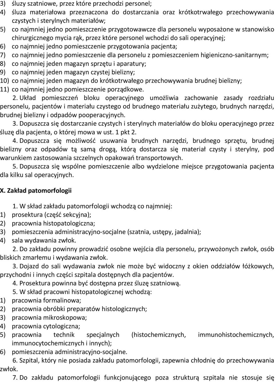 pacjenta; 7) co najmniej jedno pomieszczenie dla personelu z pomieszczeniem higieniczno-sanitarnym; 8) co najmniej jeden magazyn sprzętu i aparatury; 9) co najmniej jeden magazyn czystej bielizny;