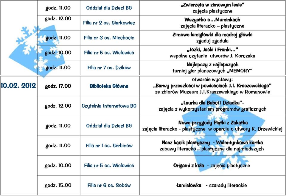 turniej gier planszowych MEMORY otwarcie wystawy: Barwy przeszłości w powieściach J.I.