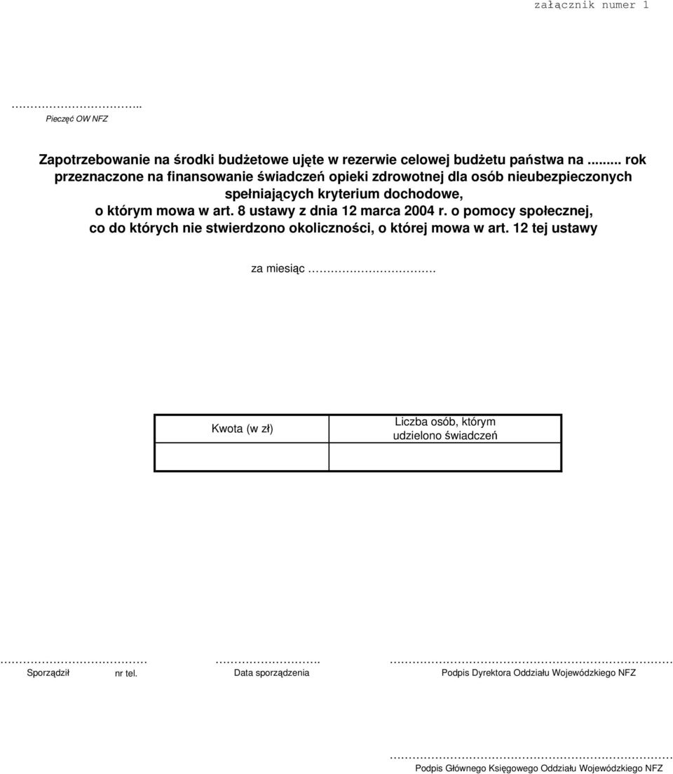 .. rok przeznaczone na finansowanie świadczeń opieki zdrowotnej dla osób