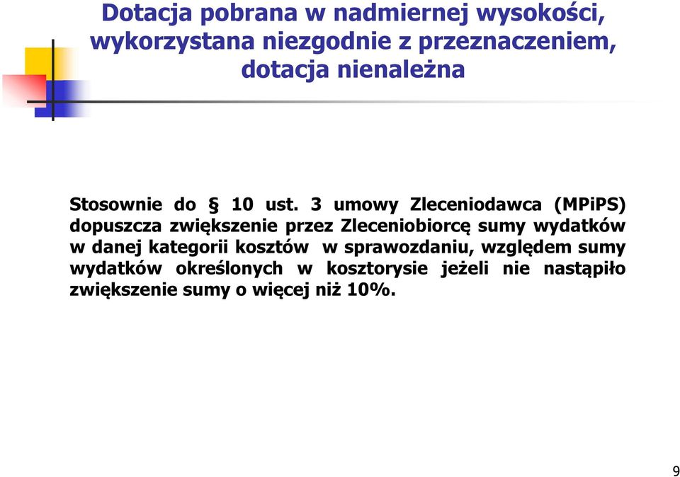 3 umowy Zleceniodawca (MPiPS) dopuszcza zwiększenie przez Zleceniobiorcę sumy wydatków w