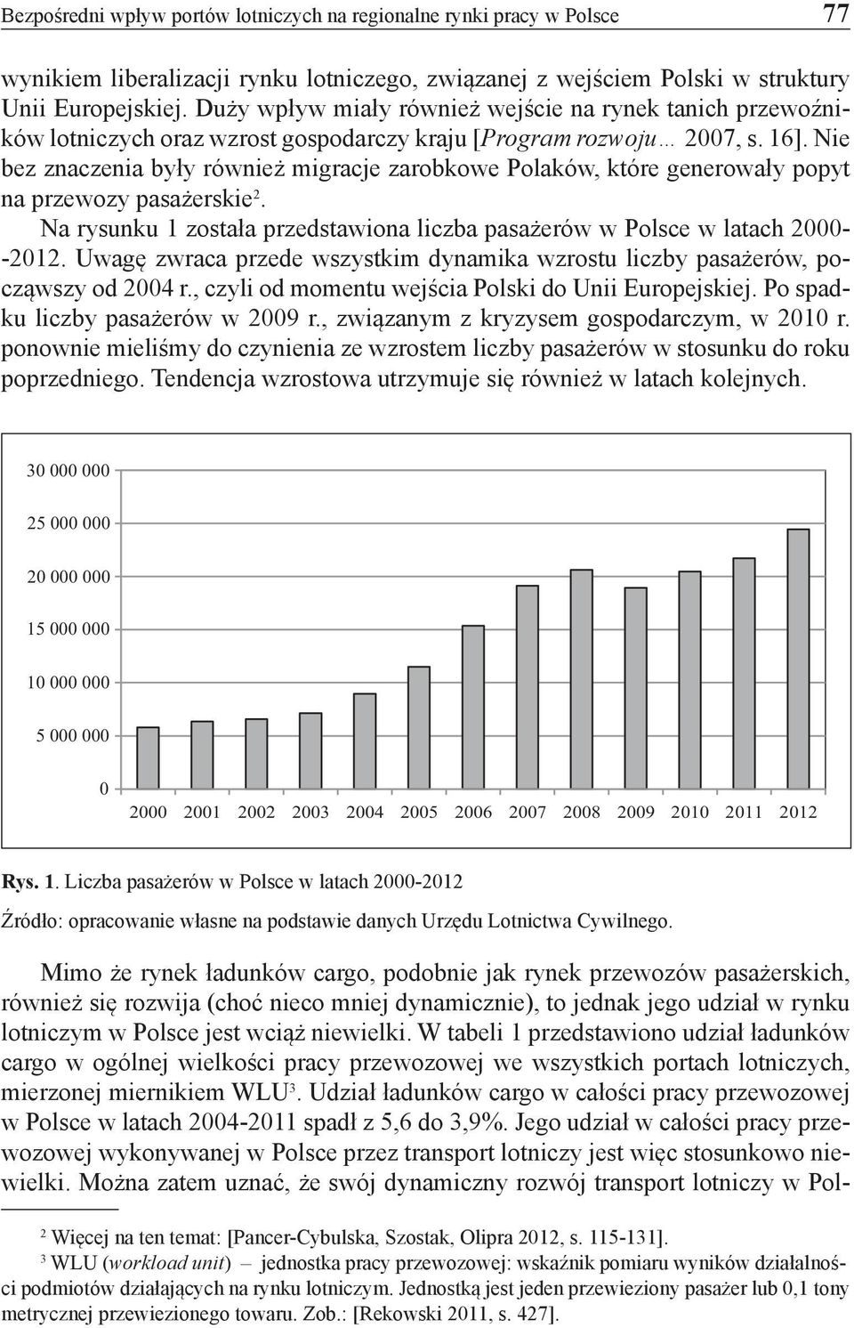 Nie bez znaczenia były również migracje zarobkowe Polaków, które generowały popyt na przewozy pasażerskie 2. Na rysunku 1 została przedstawiona liczba pasażerów w Polsce w latach 2000- -2012.