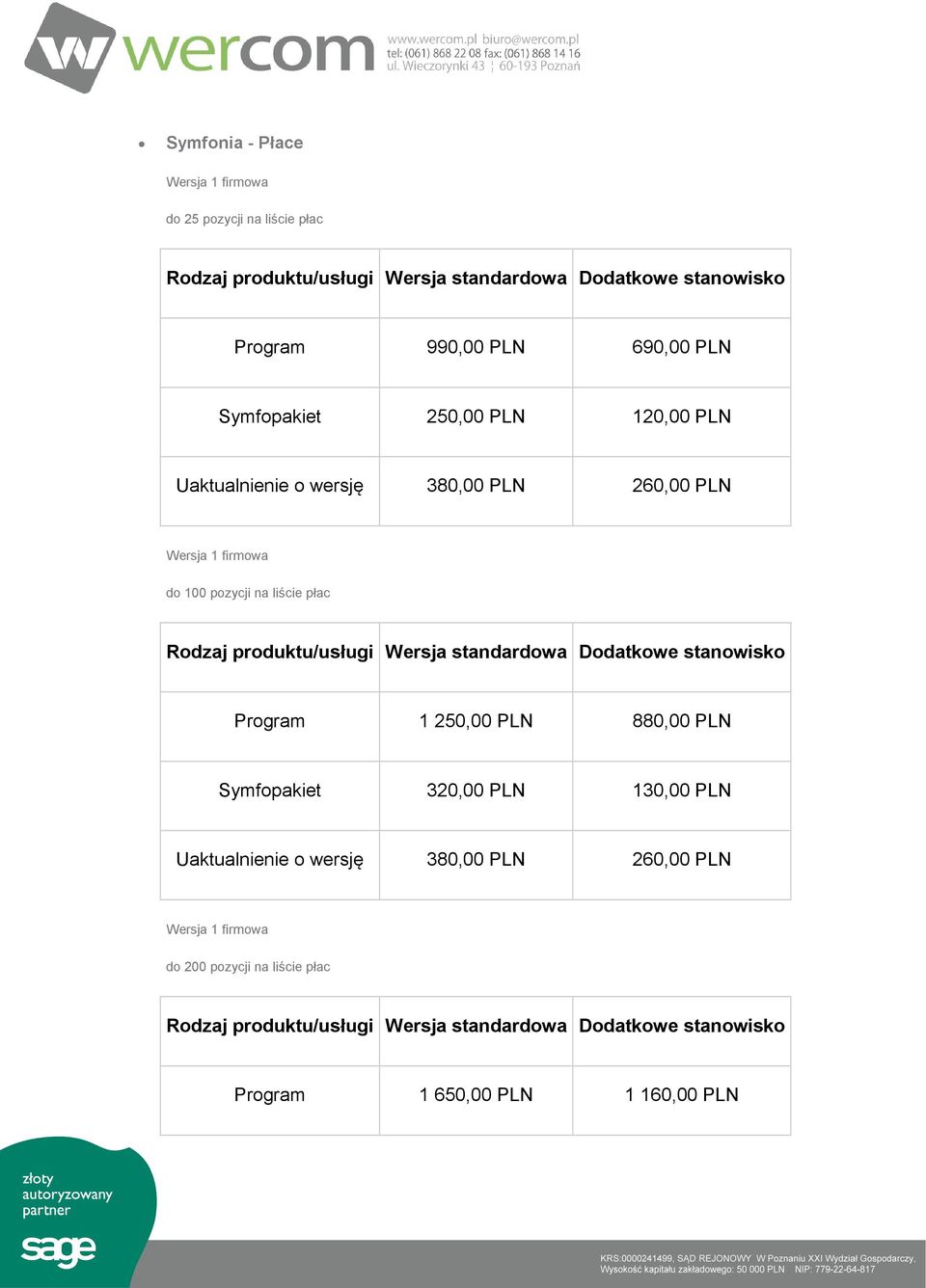 liście płac Program 1 250,00 PLN 880,00 PLN Symfopakiet 320,00 PLN 130,00 PLN