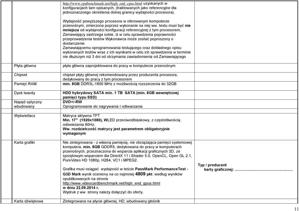 Zamawiający zastrzega sobie, iż w celu sprawdzenia poprawności przeprowadzenia testów Wykonawca może zostać poproszony o dostarczenie Zamawiającemu oprogramowania testującego oraz dokładnego opisu