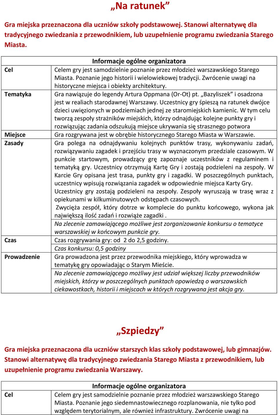 Gra nawiązuje do legendy Artura Oppmana (Or-Ot) pt. Bazyliszek i osadzona jest w realiach starodawnej Warszawy.