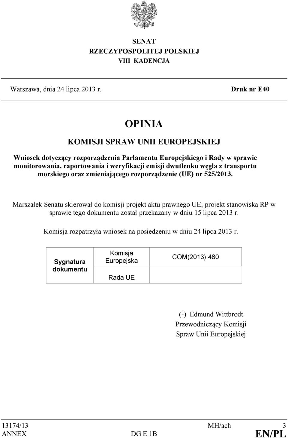 dwutlenku węgla z transportu morskiego oraz zmieniającego rozporządzenie (UE) nr 525/2013.