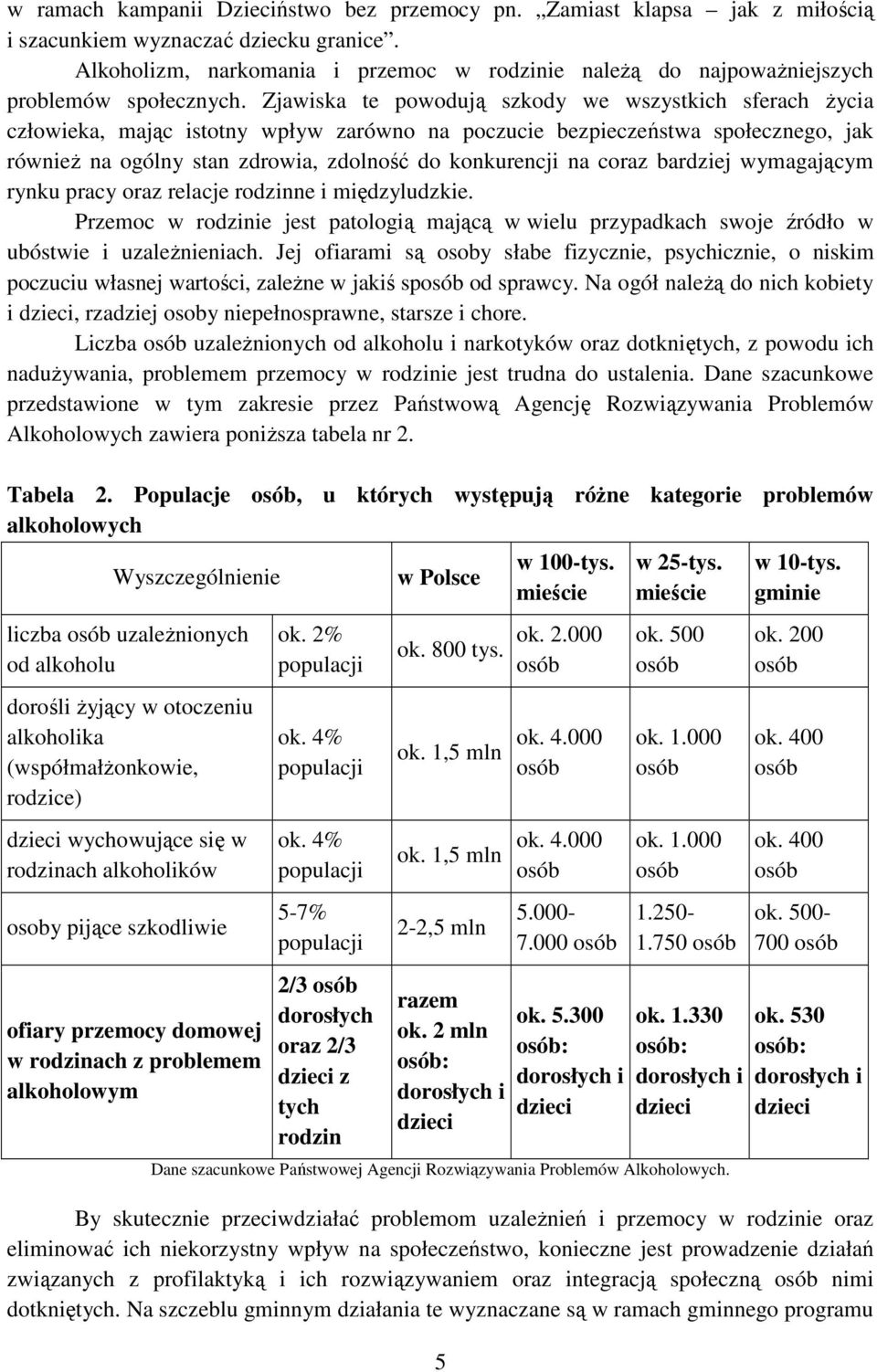 Zjawiska te powodują szkody we wszystkich sferach Ŝycia człowieka, mając istotny wpływ zarówno na poczucie bezpieczeństwa społecznego, jak równieŝ na ogólny stan zdrowia, zdolność do konkurencji na