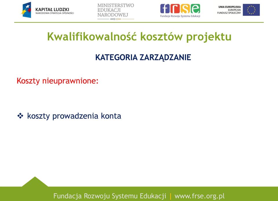 ZARZĄDZANIE Koszty