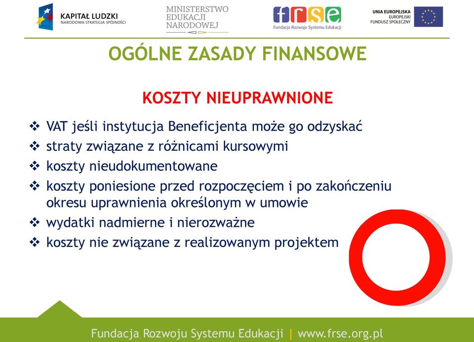koszty poniesione przed rozpoczęciem i po zakończeniu okresu uprawnienia