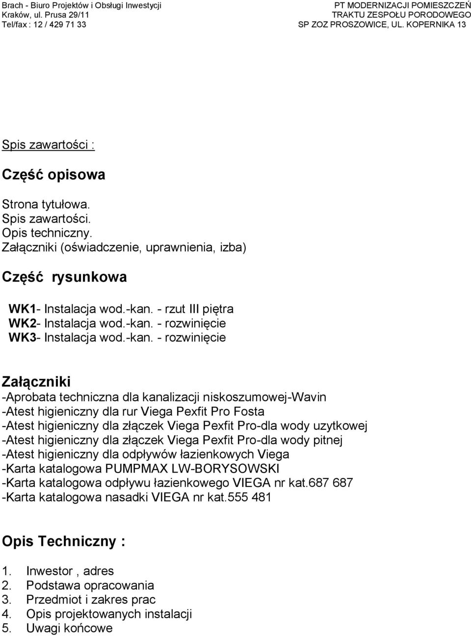 - rozwinięcie WK3- Instalacja wod.-kan.