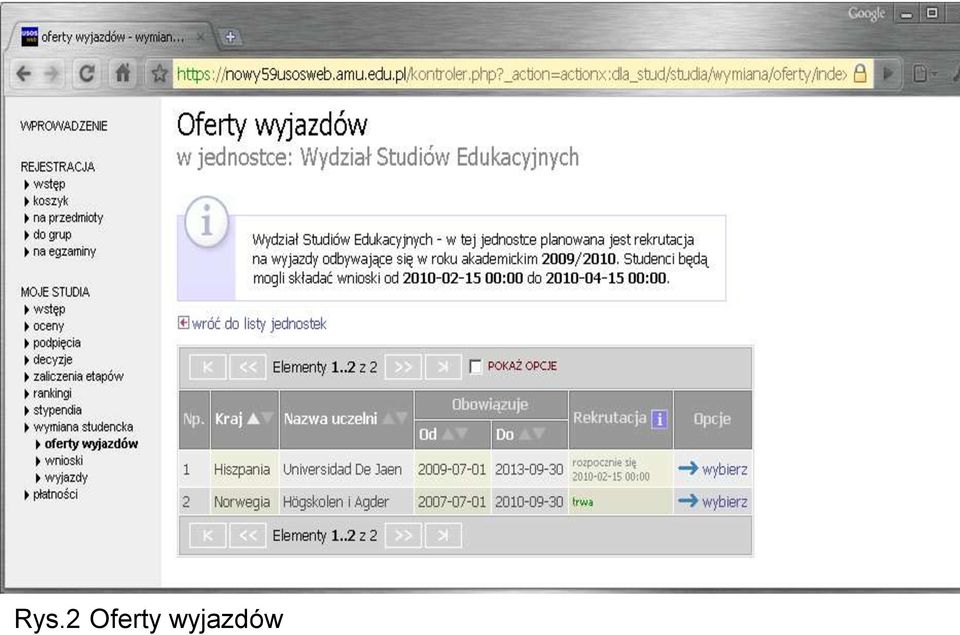 wyjazdów