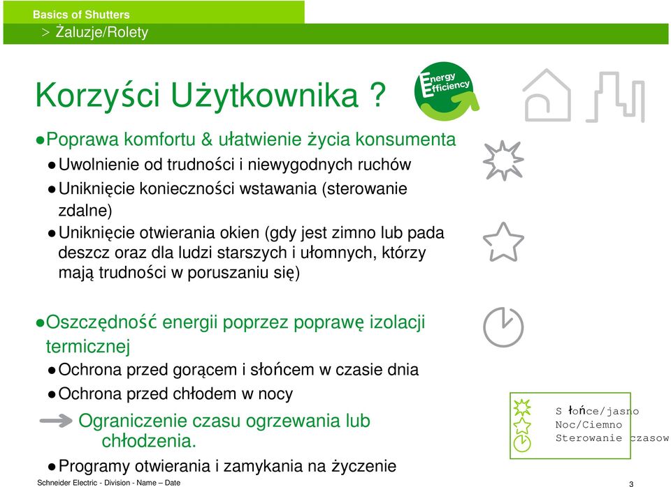Uniknięcie otwierania okien (gdy jest zimno lub pada deszcz oraz dla ludzi starszych i ułomnych, którzy mają trudności w poruszaniu się)