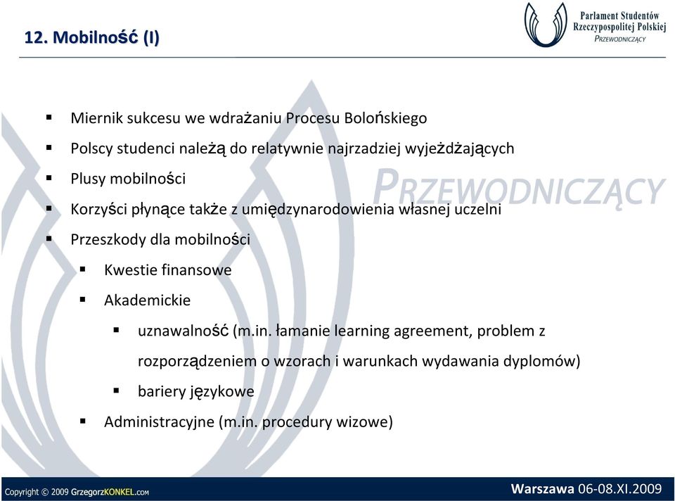 Przeszkody dla mobilności Kwestie fina