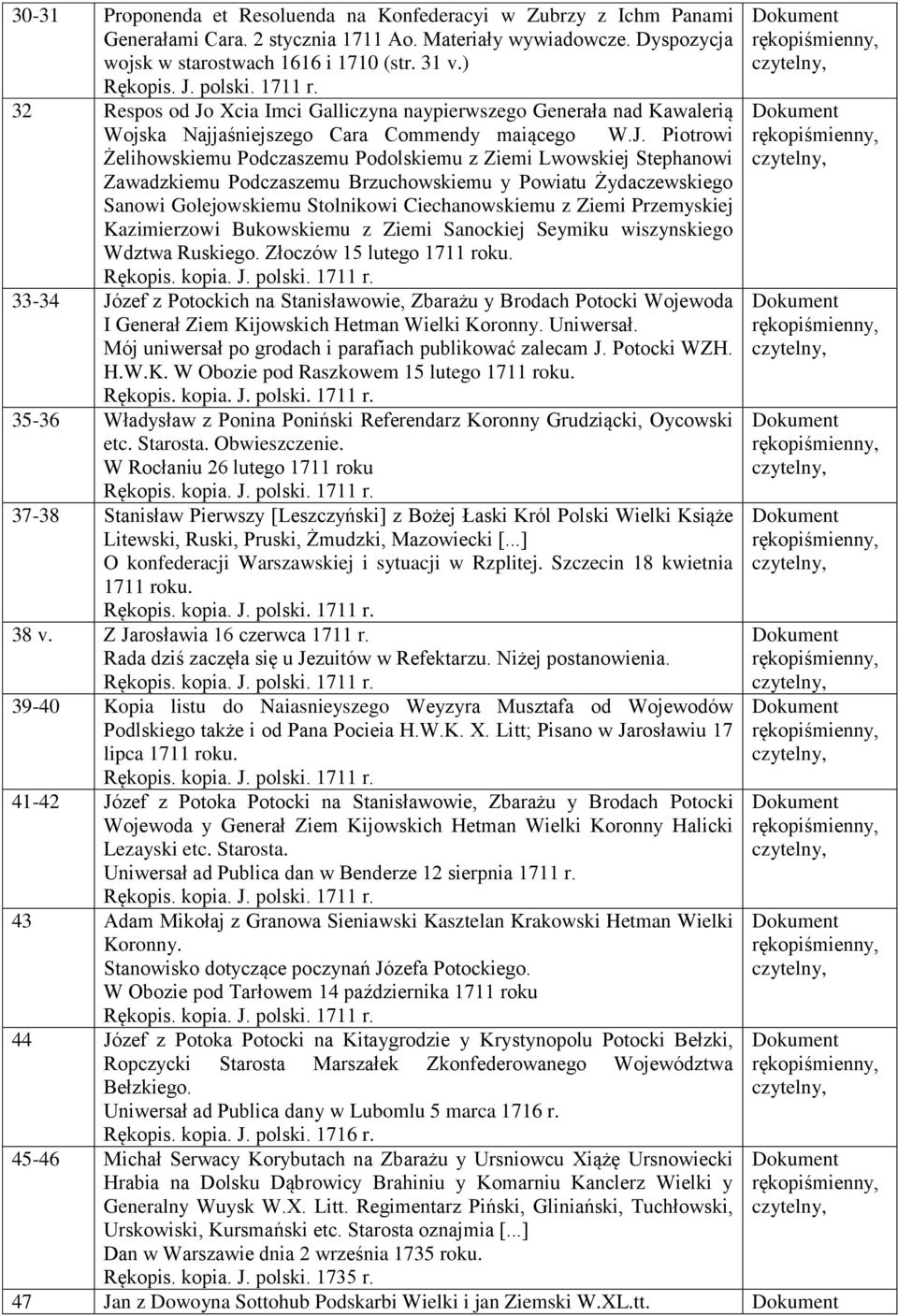 Xcia Imci Galliczyna naypierwszego Generała nad Kawalerią Wojska Najjaśniejszego Cara Commendy maiącego W.J.