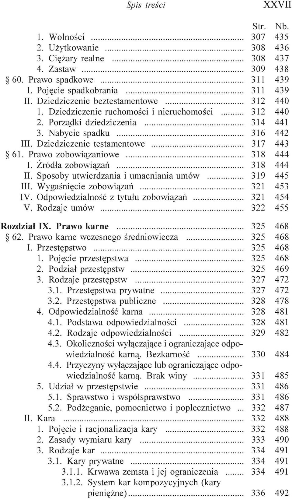 .. 317 443 61. Prawo zobowi¹zaniowe... 318 444 I. ród³a zobowi¹zañ... 318 444 II. Sposoby utwierdzania i umacniania umów... 319 445 III. Wygaœniêcie zobowi¹zañ... 321 453 IV.