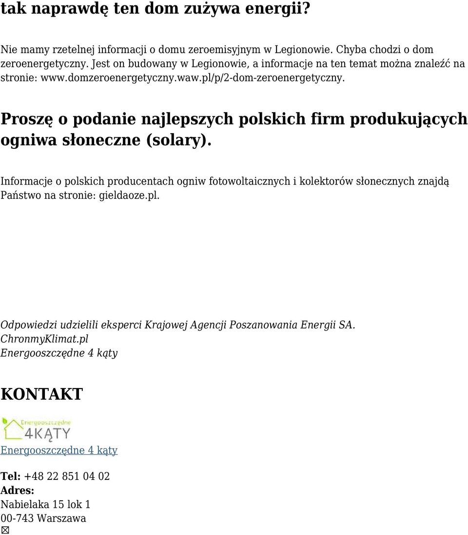 Proszę o podanie najlepszych polskich firm produkujących ogniwa słoneczne (solary).
