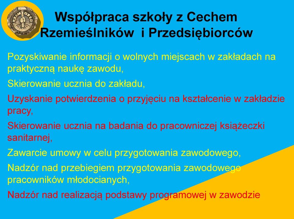 pracy, Skierowanie ucznia na badania do pracowniczej książeczki sanitarnej, Zawarcie umowy w celu przygotowania