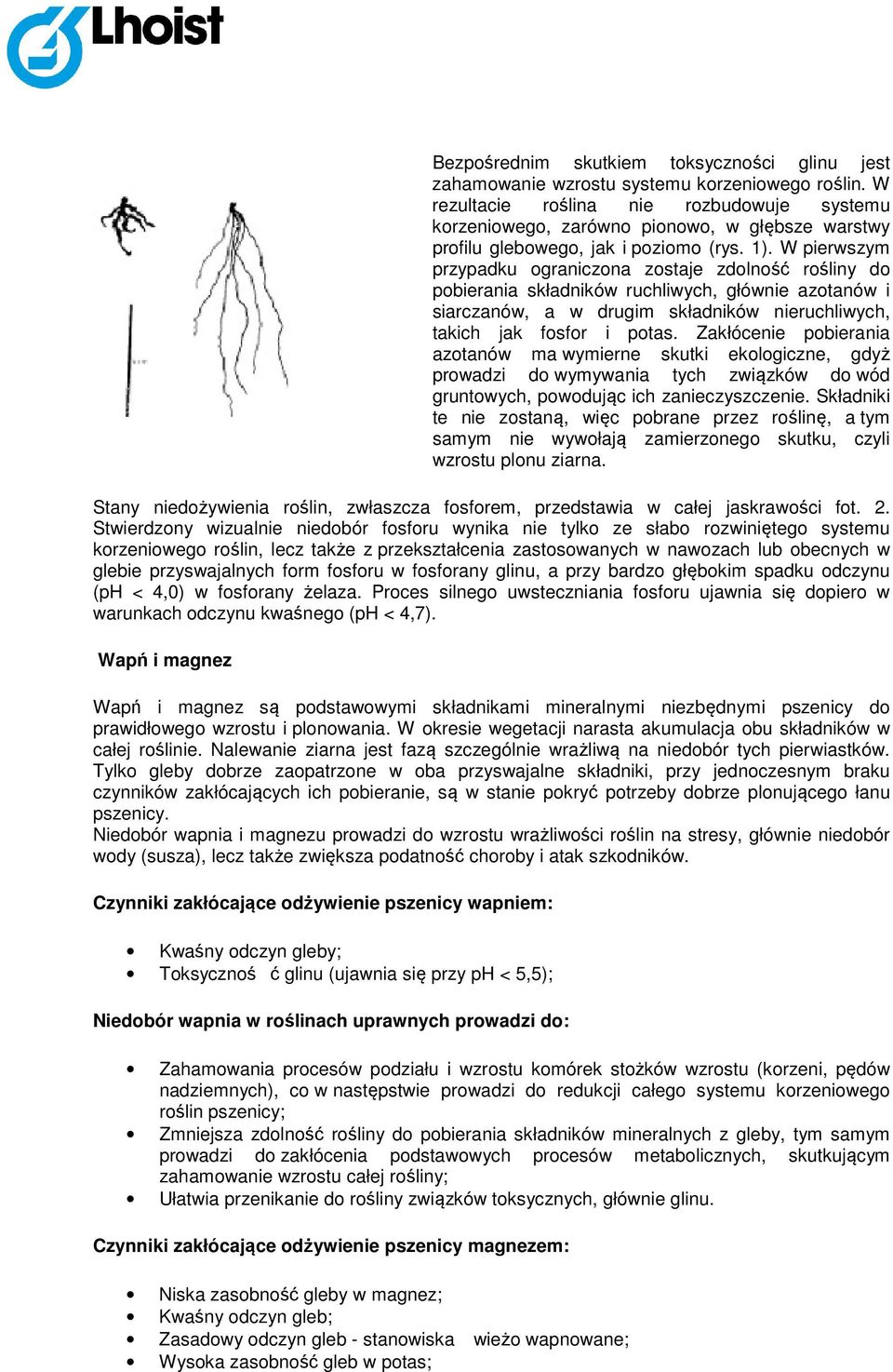 W pierwszym przypadku ograniczona zostaje zdolność rośliny do pobierania składników ruchliwych, głównie azotanów i siarczanów, a w drugim składników nieruchliwych, takich jak fosfor i potas.