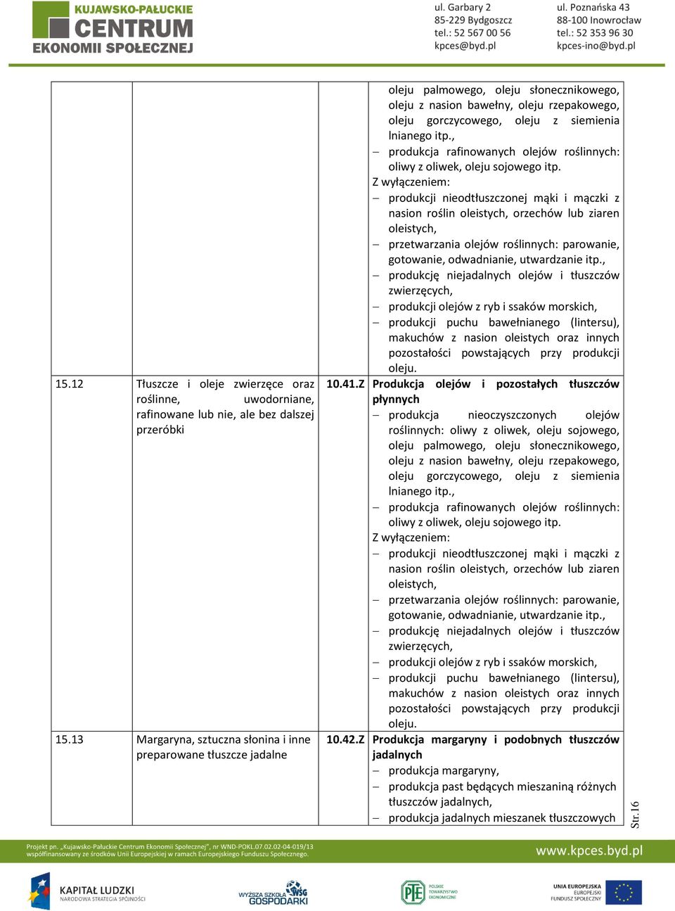 itp., produkcja rafinowanych olejów roślinnych: oliwy z oliwek, oleju sojowego itp.