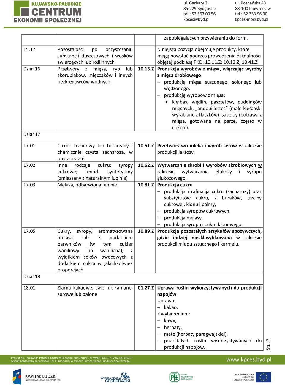 pozycja obejmuje produkty, które mogą powstać podczas prowadzenia działalności objętej podklasą PKD: 10.11.Z; 10.12.Z; 10.41.Z 10.13.