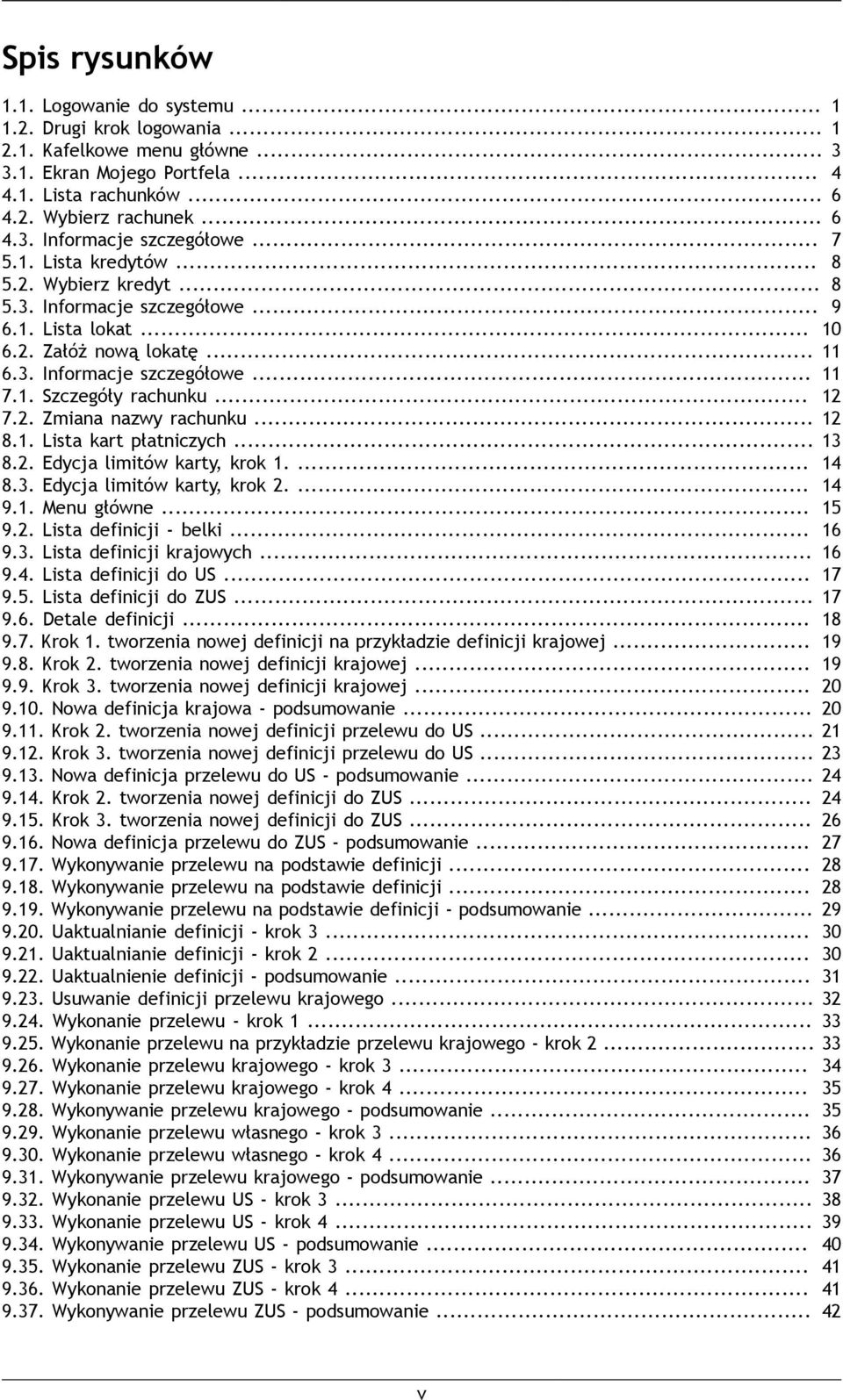 .. 12 7.2. Zmiana nazwy rachunku... 12 8.1. Lista kart płatniczych... 13 8.2. Edycja limitów karty, krok 1.... 14 8.3. Edycja limitów karty, krok 2.... 14 9.1. Menu główne... 15 9.2. Lista definicji - belki.