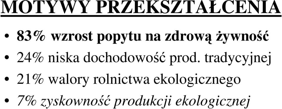 prod. tradycyjnej 21% walory rolnictwa