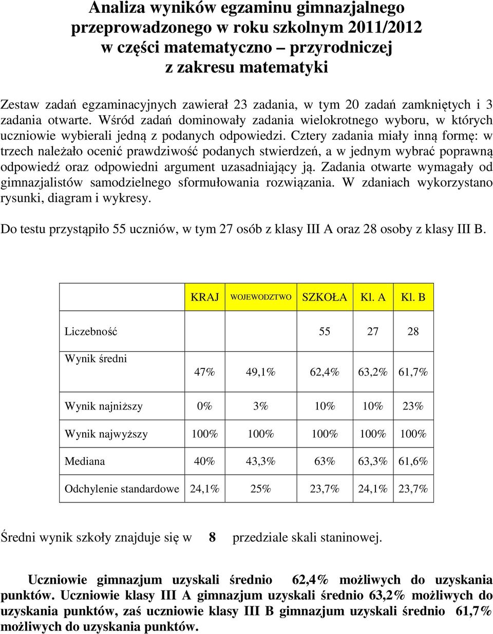 Cztery miały inną formę: w trzech należało ocenić prawdziwość podanych stwierdzeń, a w jednym wybrać poprawną odpowiedź oraz odpowiedni argument uzasadniający ją.