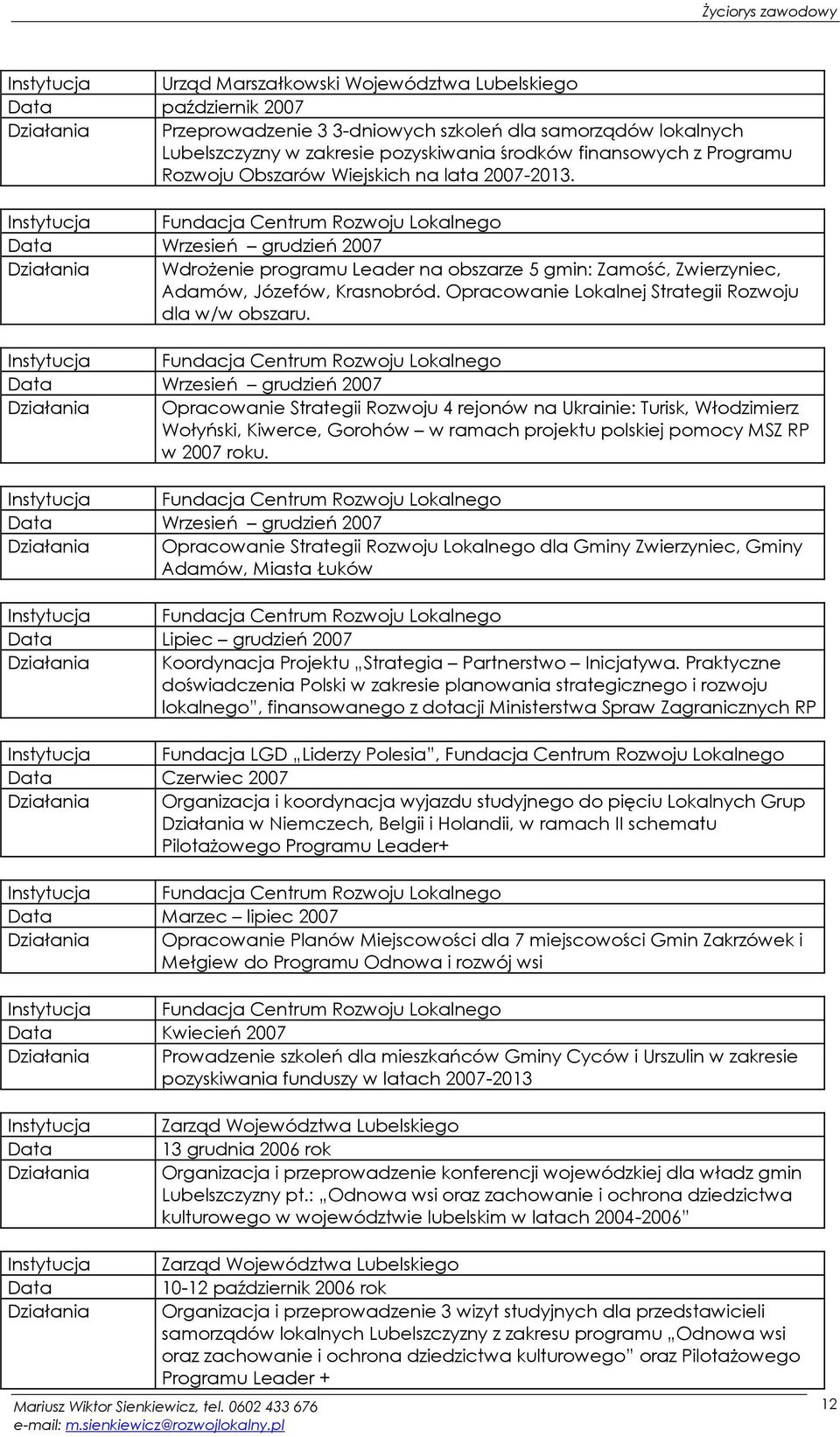 Opracowanie Lokalnej Strategii Rozwoju dla w/w obszaru.