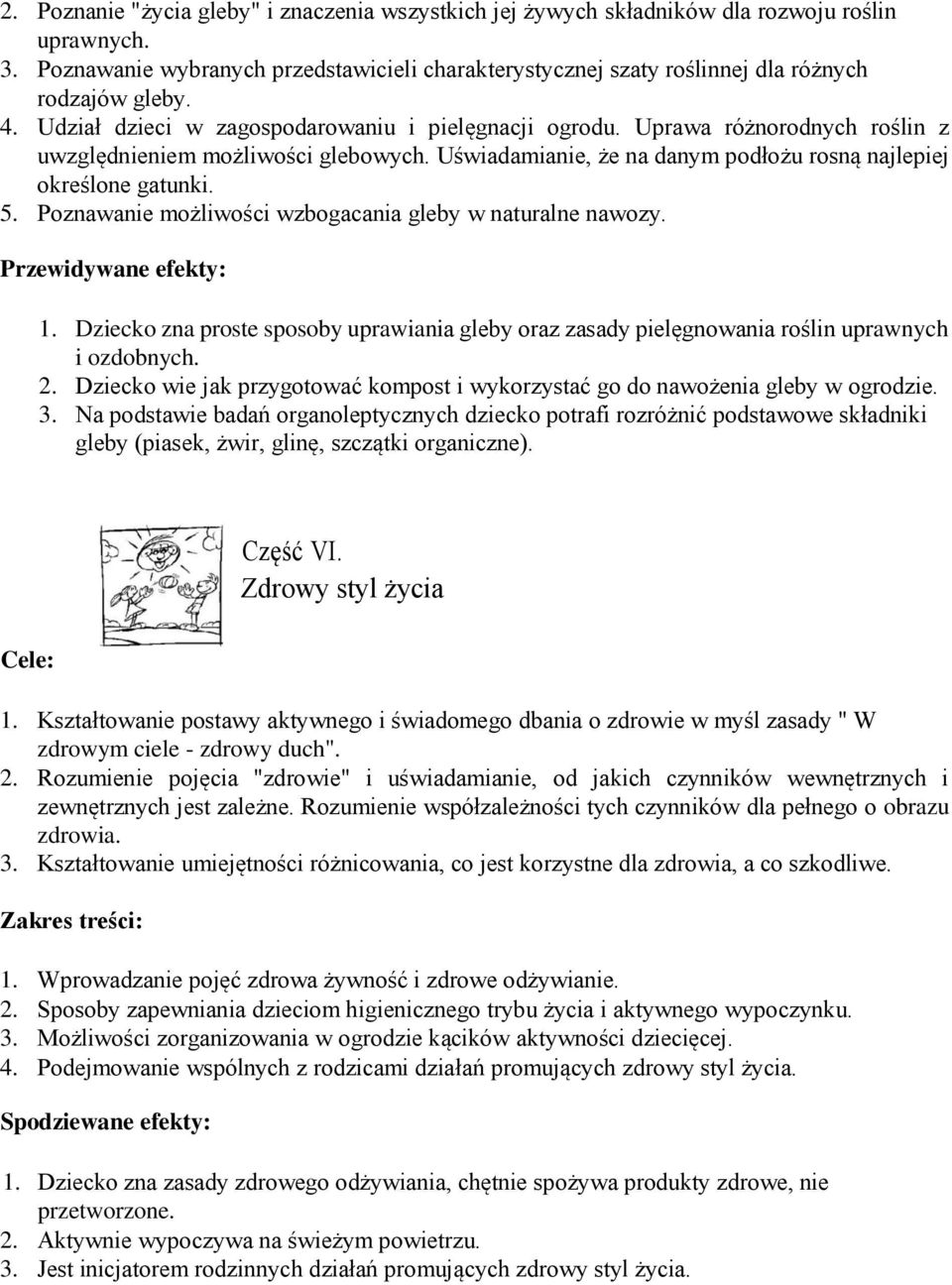 Uprawa różnorodnych roślin z uwzględnieniem możliwości glebowych. Uświadamianie, że na danym podłożu rosną najlepiej określone gatunki. 5. Poznawanie możliwości wzbogacania gleby w naturalne nawozy.