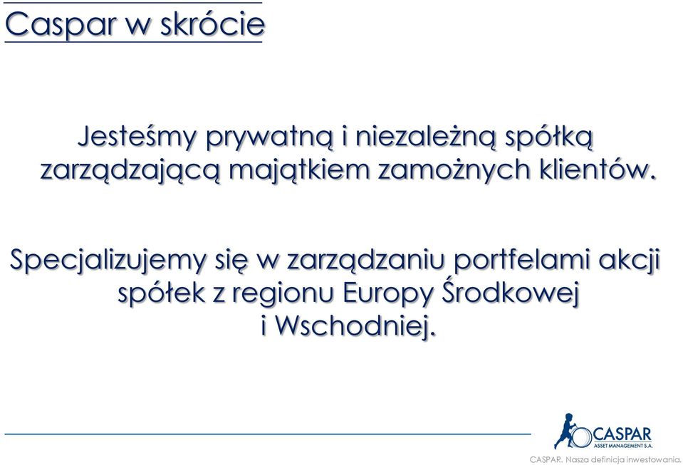 Specjalizujemy się w zarządzaniu portfelami