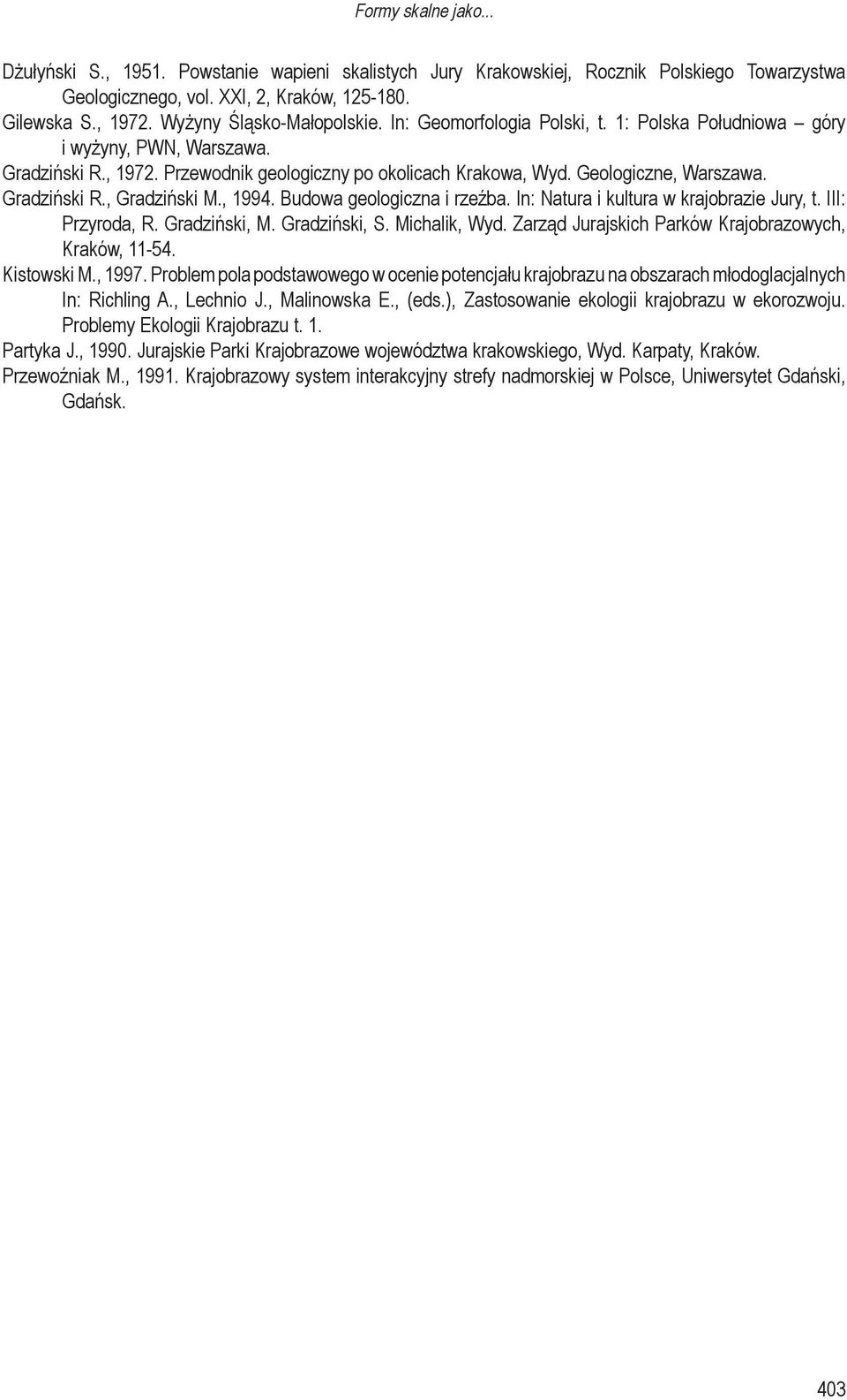 Gradziński R., Gradziński M., 1994. Budowa geologiczna i rzeźba. In: Natura i kultura w krajobrazie Jury, t. III: Przyroda, R. Gradziński, M. Gradziński, S. Michalik, Wyd.