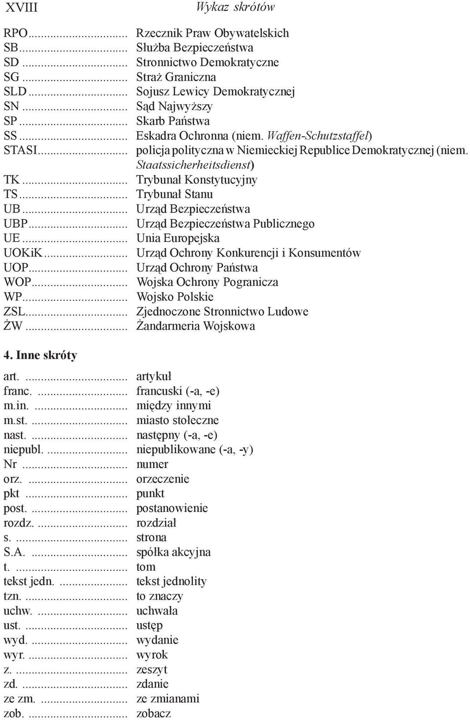 .. Trybunał Stanu UB... Urząd Bezpieczeństwa UBP... Urząd Bezpieczeństwa Publicznego UE... Unia Europejska UOKiK... Urząd Ochrony Konkurencji i Konsumentów UOP... Urząd Ochrony Państwa WOP.