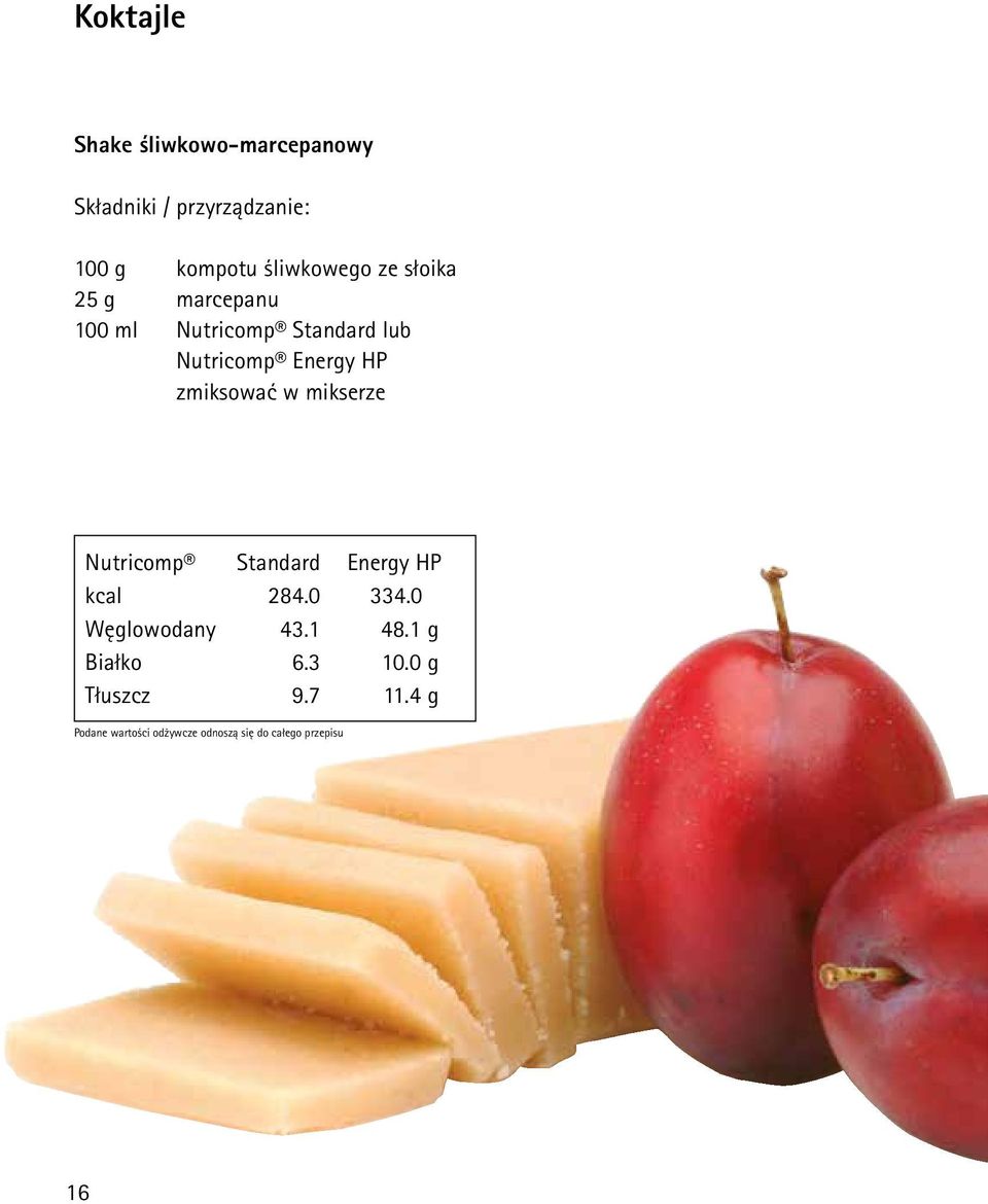 Standard lub zmiksować w mikserze kcal 284.0 334.