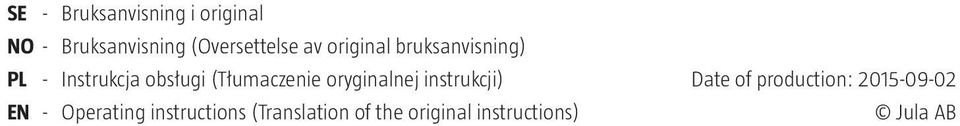 oryginalnej instrukcji) EN - Operating instructions (Translation