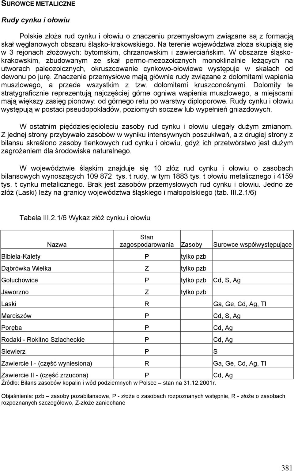 W obszarze śląskokrakowskim, zbudowanym ze skał permo-mezozoicznych monoklinalnie leżących na utworach paleozoicznych, okruszcowanie cynkowo-ołowiowe występuje w skałach od dewonu po jurę.