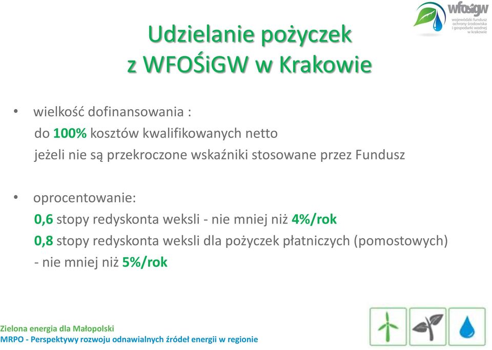 przez Fundusz oprocentowanie: 0,6 stopy redyskonta weksli - nie mniej niż 4%/rok