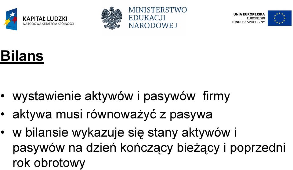 wykazuje się stany aktywów i pasywów na