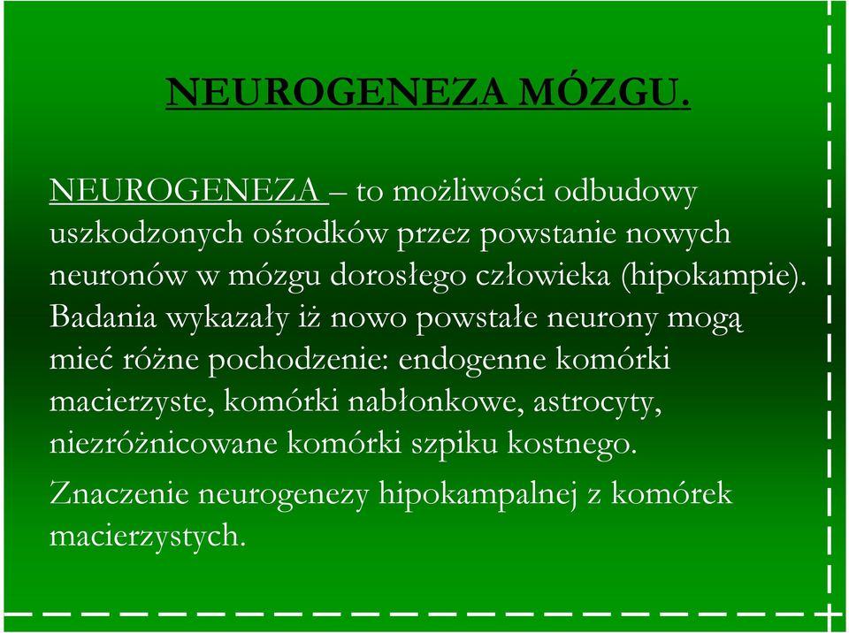 mózgu dorosłego człowieka (hipokampie).