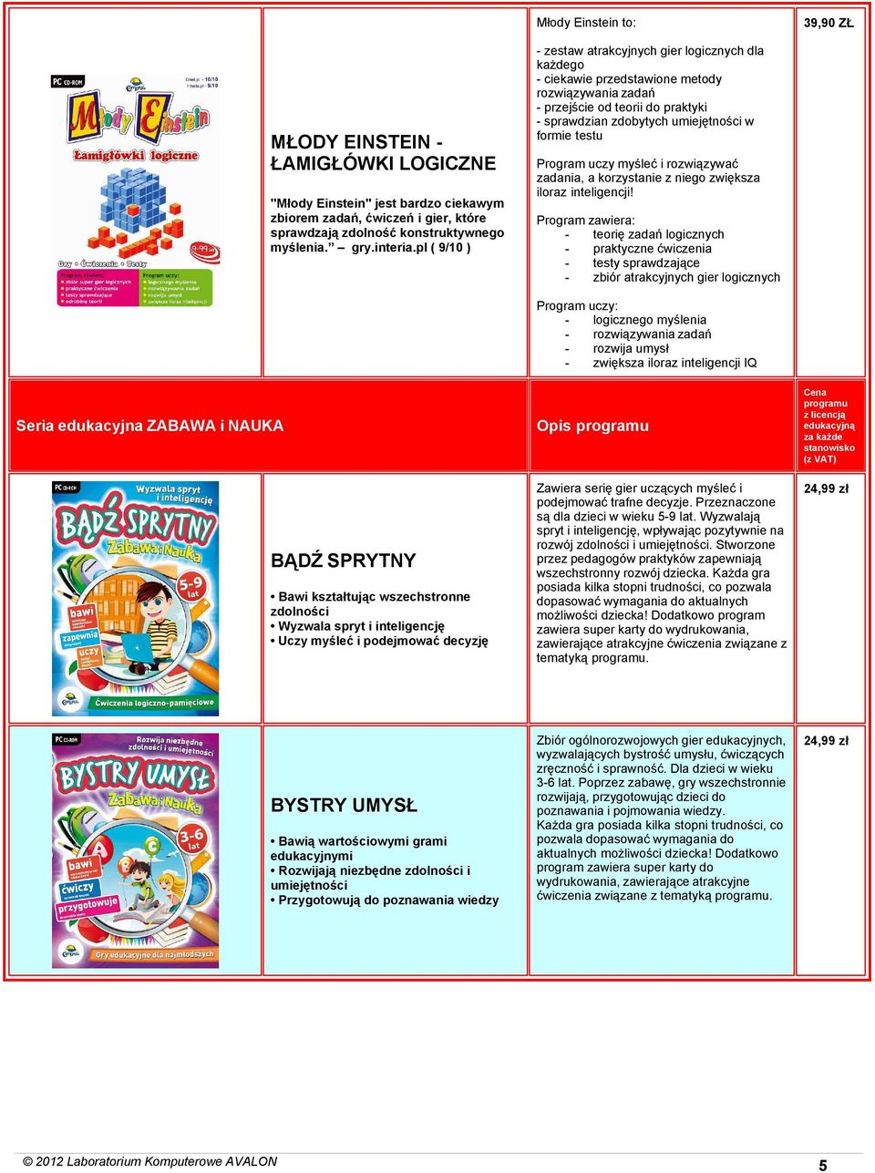 formie testu Program uczy myśleć i rozwiązywać zadania, a korzystanie z niego zwiększa iloraz inteligencji!