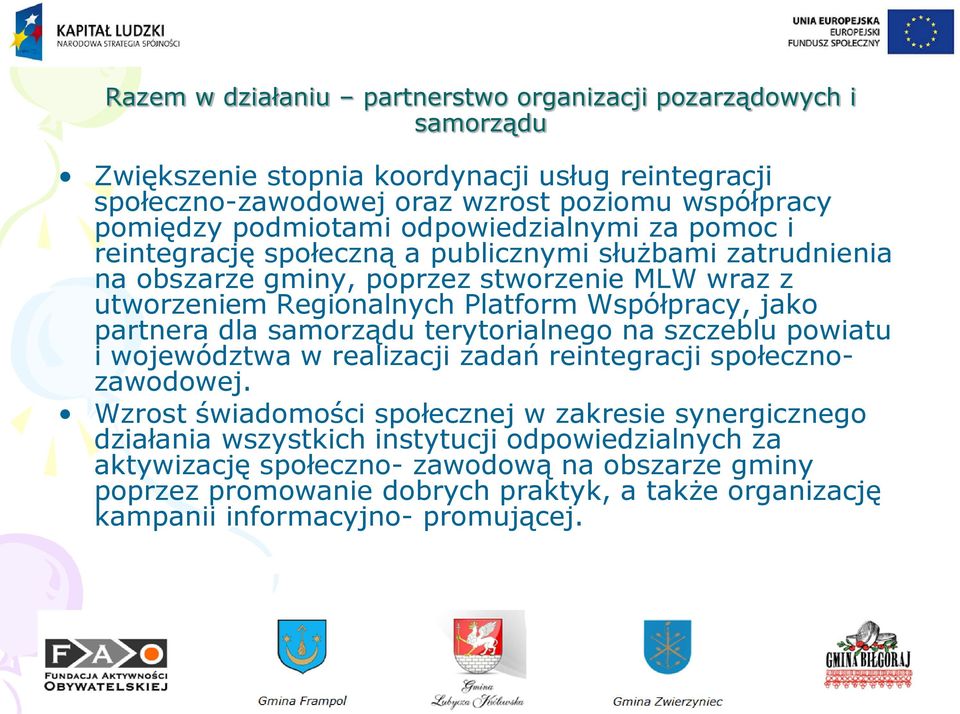 terytorialnego na szczeblu powiatu i województwa w realizacji zadań reintegracji społecznozawodowej.