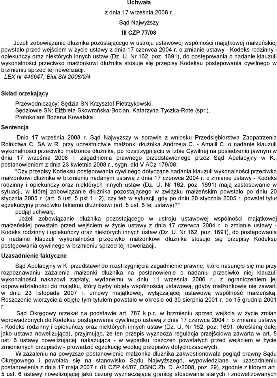 o zmianie ustawy - Kodeks rodzinny i opiekuńczy oraz niektórych innych ustaw (Dz. U. Nr 162, poz.