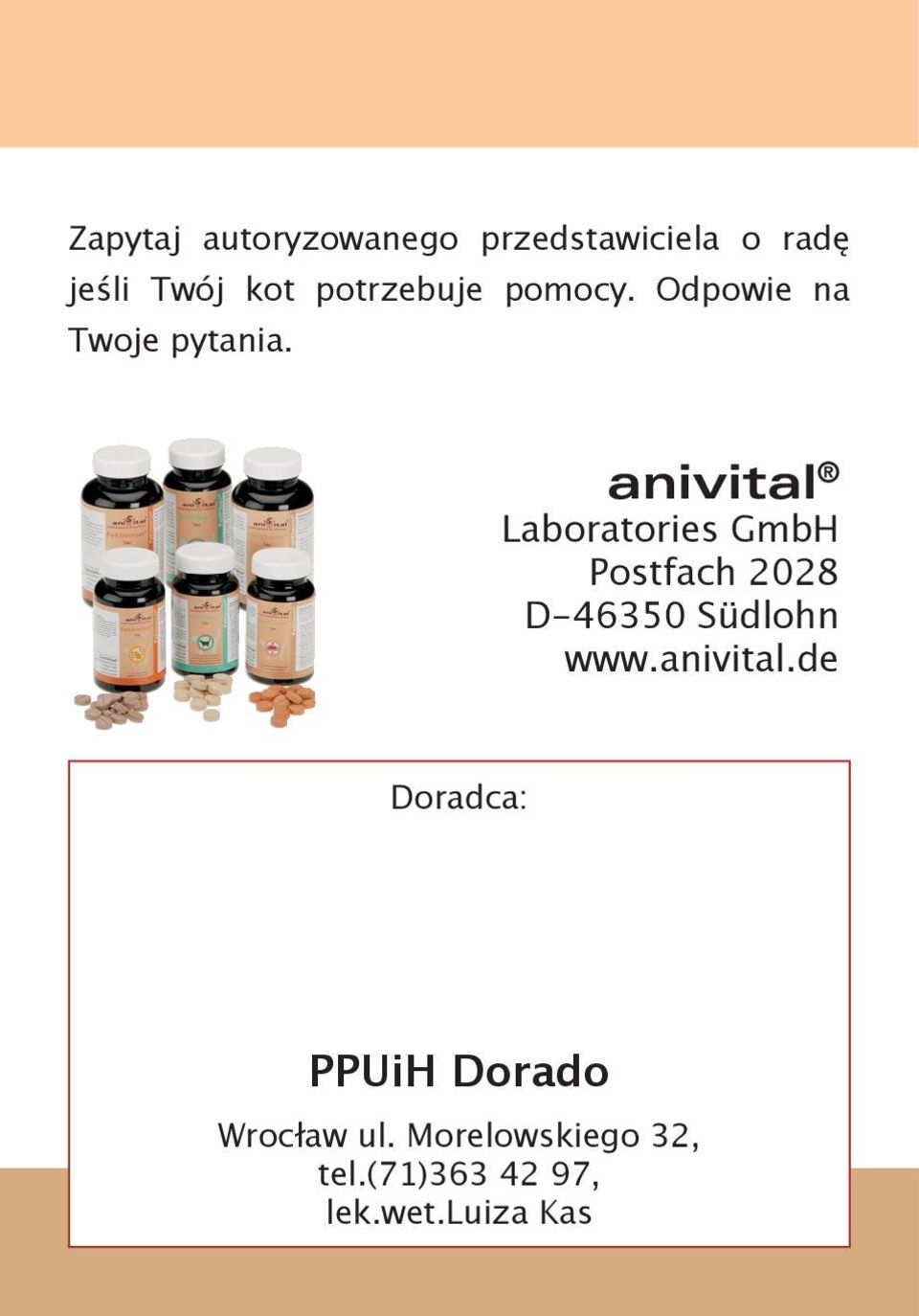 anivital Laboratories GmbH Postfach 2028 D-46350 Südlohn www.