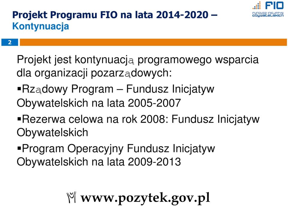 Inicjatyw Obywatelskich na lata 2005-2007 Rezerwa celowa na rok 2008: Fundusz