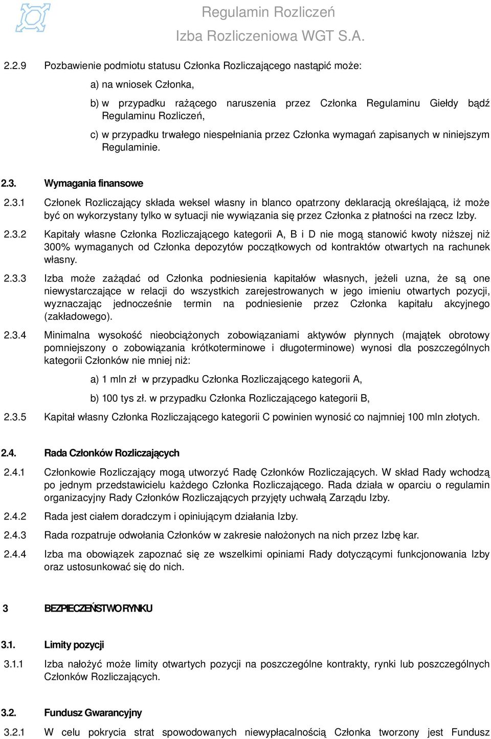 Wymagania finansowe 2.3.