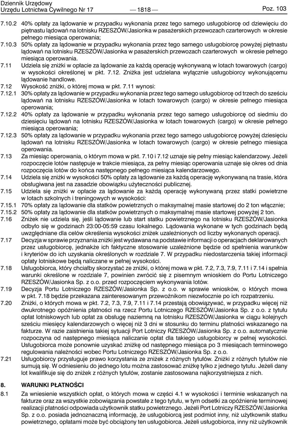 pełnego miesiąca operowania; 7.10.