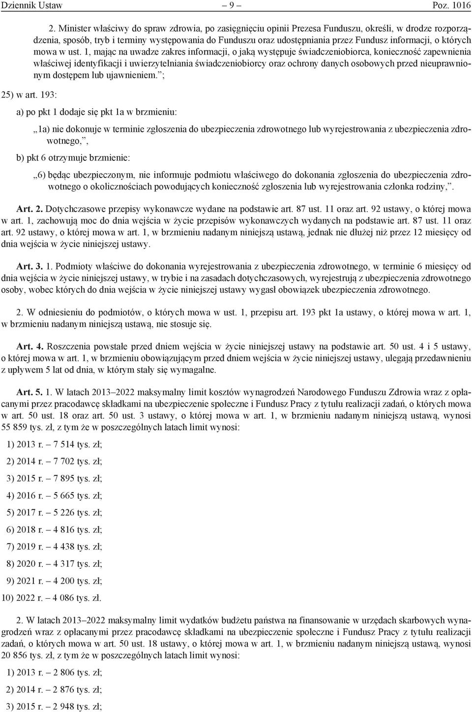 informacji, o których mowa w ust.