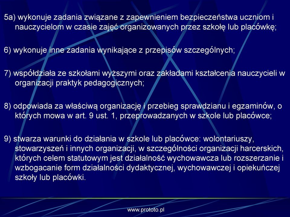 egzaminów, o których mowa w art. 9 ust.