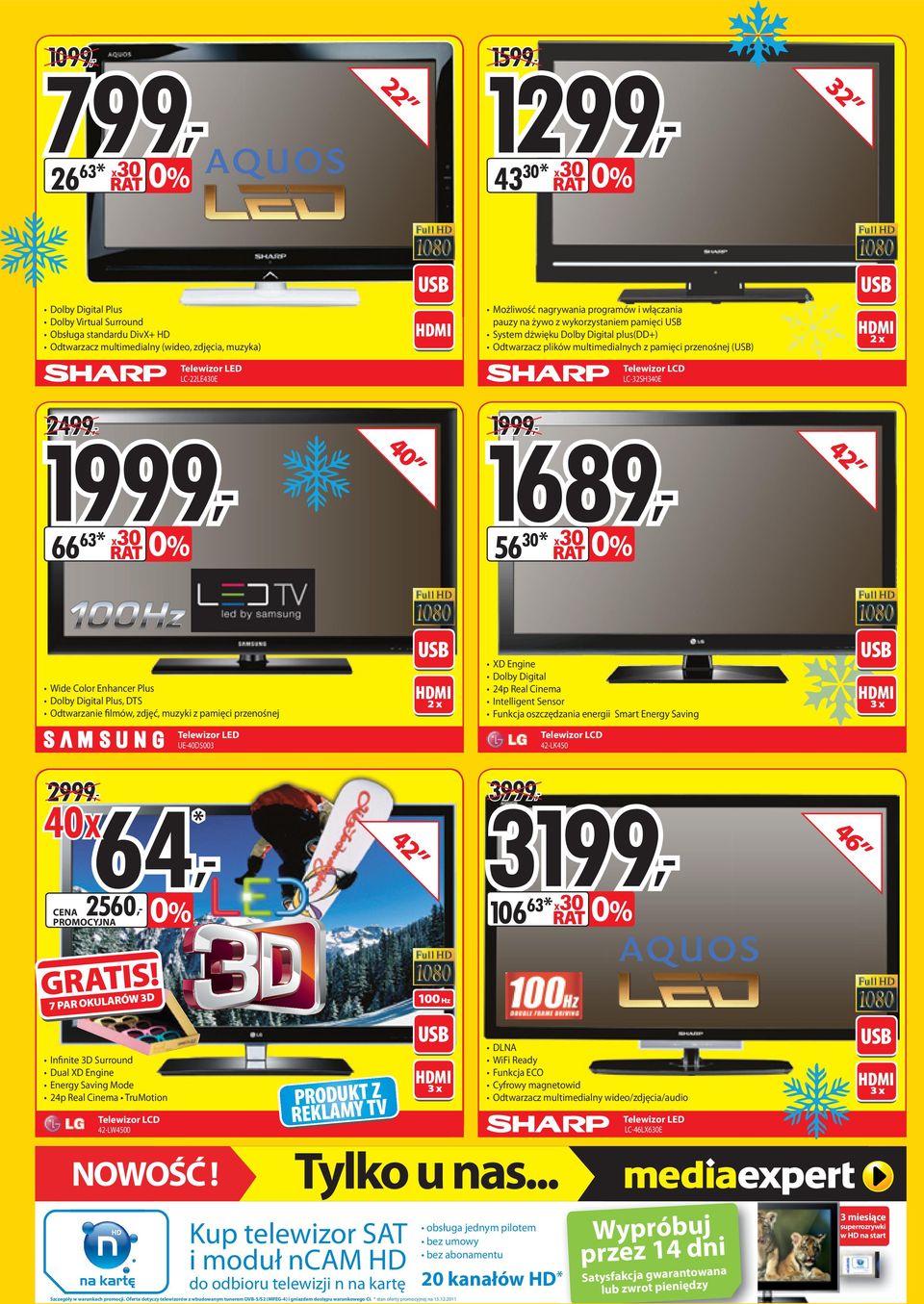 1999, 1689, 66 56 40 1999, 42 Wide Color Enhancer Plus Dolby Digital Plus, DTS Odtwarzanie filmów, zdjęć, muzyki z pamięci przenośnej 2 x XD Engine Dolby Digital 24p Real Cinema Intelligent Sensor