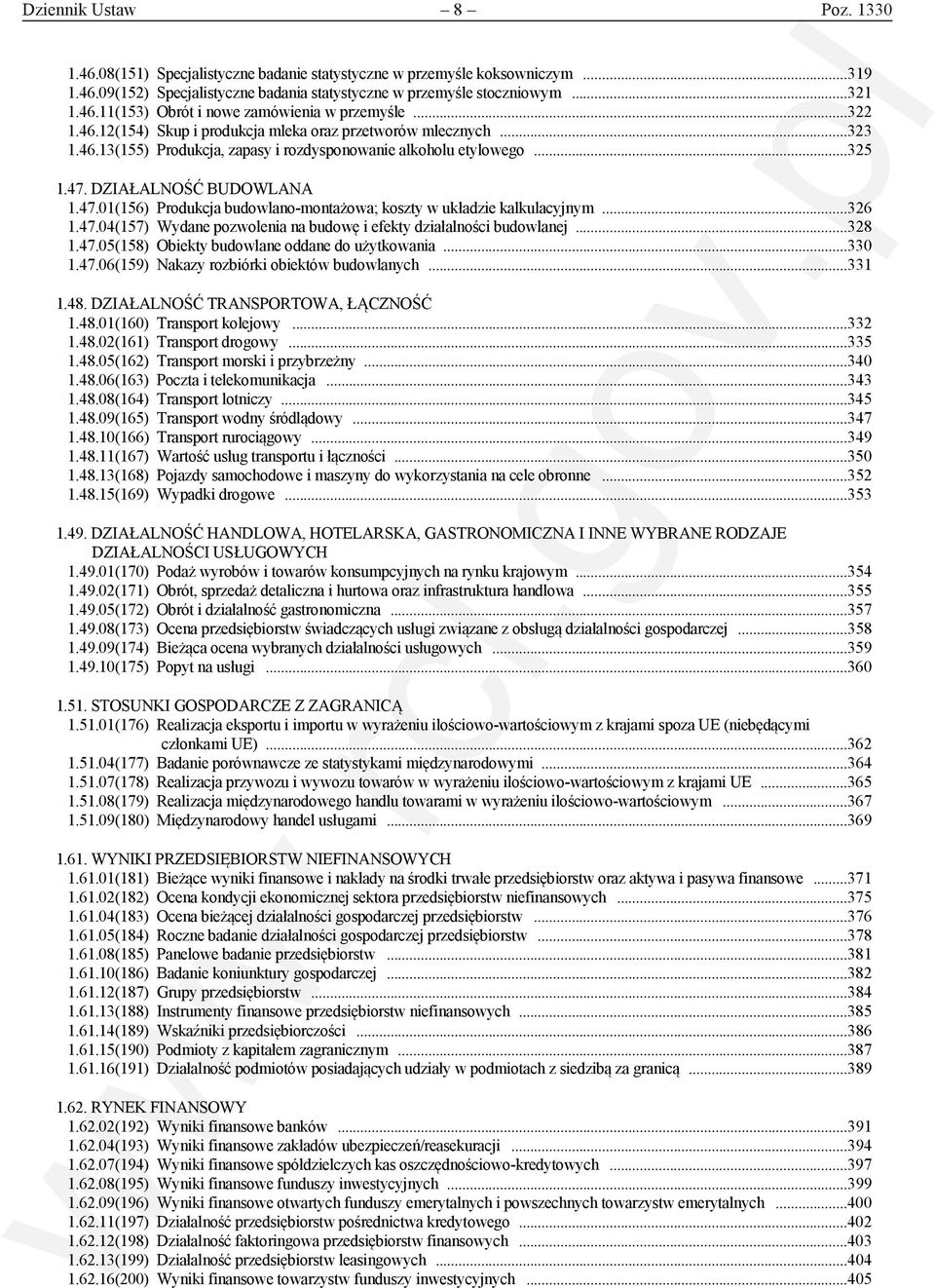 DZIAŁALNOŚĆ BUDOWLANA 1.47.01(156) Produkcja budowlano-montażowa; koszty w układzie kalkulacyjnym...326 1.47.04(157) Wydane pozwolenia na budowę i efekty działalności budowlanej...328 1.47.05(158) Obiekty budowlane oddane do użytkowania.