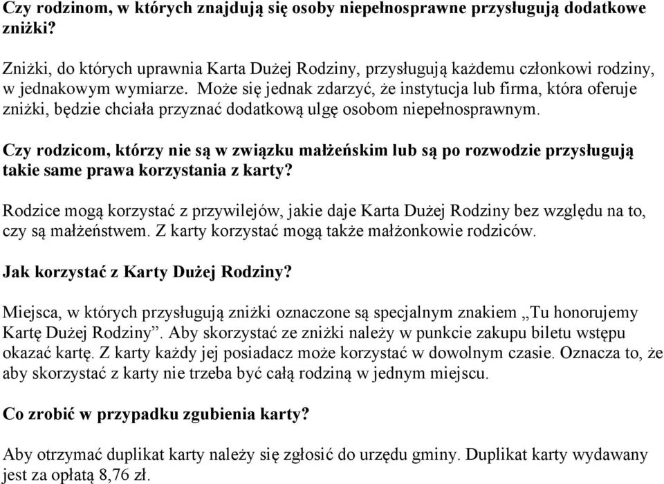 Czy rodzicom, którzy nie są w związku małżeńskim lub są po rozwodzie przysługują takie same prawa korzystania z karty?